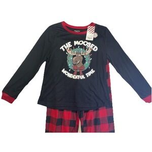 Christmas Moose Pajama Set Two-Piece Long Sleeves Flannel Pants Womens Small NWT